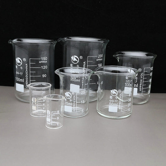Kurzes Becherglas 5 ml bis 10000 ml, Lab7th, Glas-Hochtemperaturbecher