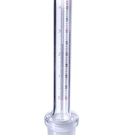 The laboratory glassware density bottle with thermometer for temperature-dependent specific gravity measurements