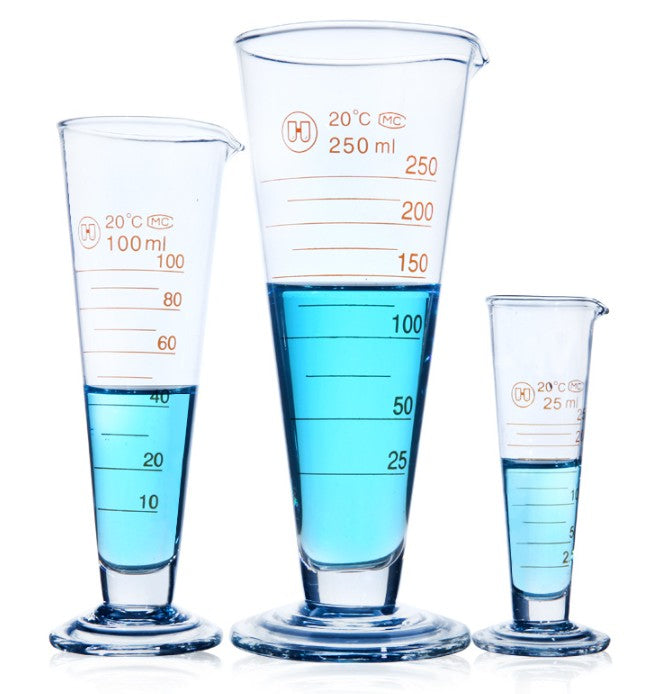 glass measuring cup,conical beaker with graduations,graduated conical flask,laboratory measuring instrument