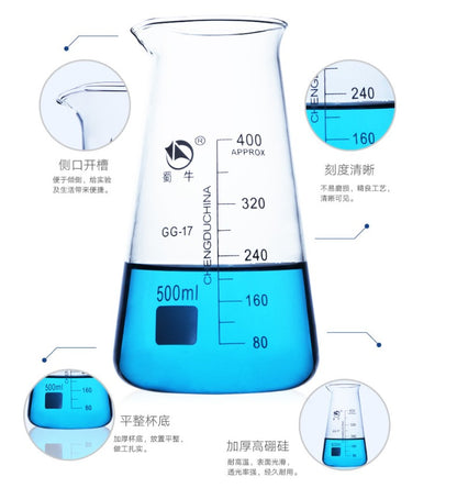 High borosilicate glass triangular beaker with thickened wall,Glass milk bottle