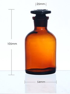 Wide-Mouth Brown Reagent Bottle with Ground Glass Stopper