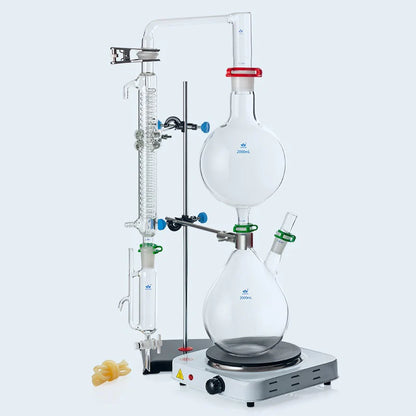 Essential oil steam distillation apparatus, lab7th,complete glass set, 500 to 2.000 ml